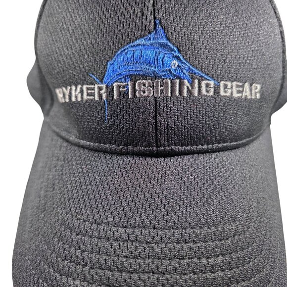 Ryker Fishing Gear cap Black Adjustable Baseball hat Blue Embroidered Marlin - Picture 2 of 4